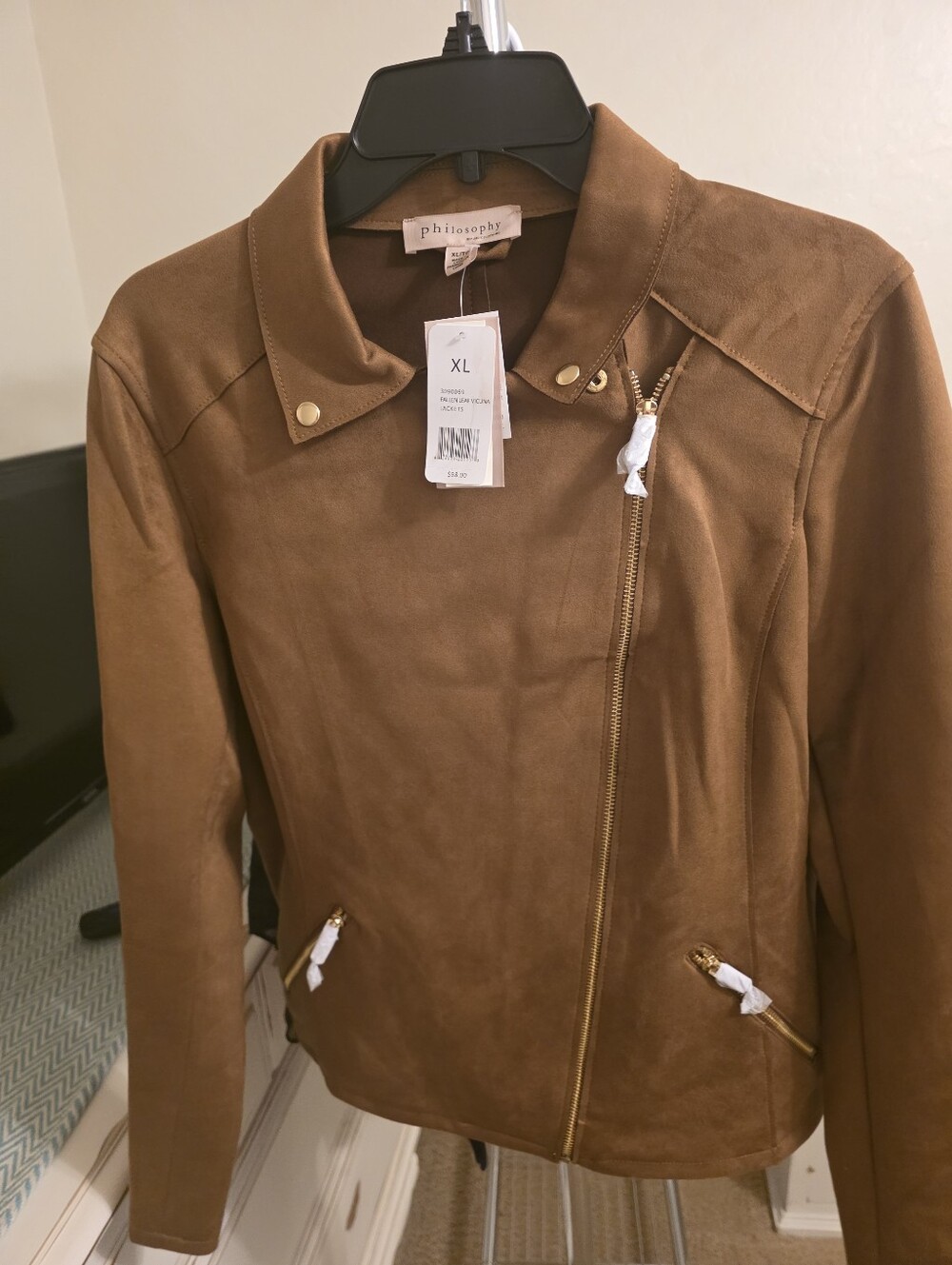 Philosophy Women's Faux Suede Tan Jacket New with Tags.